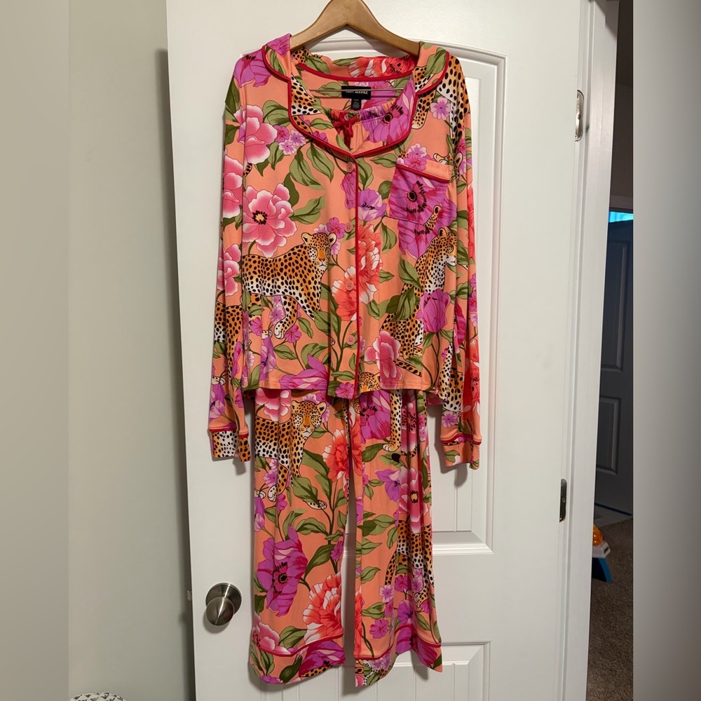 NWOT Floral and Leopard Print Pajama Set